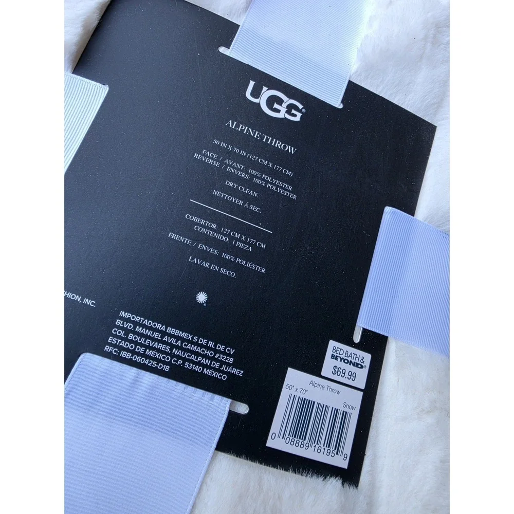 UGG Alpine Throw Blanket - Snow White Plush Luxurious Comfort Ultra Soft 50